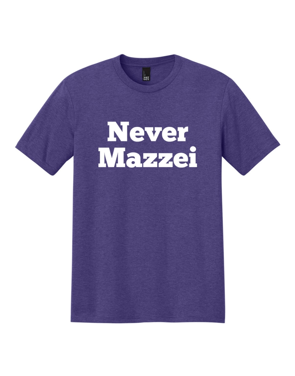 Purple Never Mazzei campaign shirt