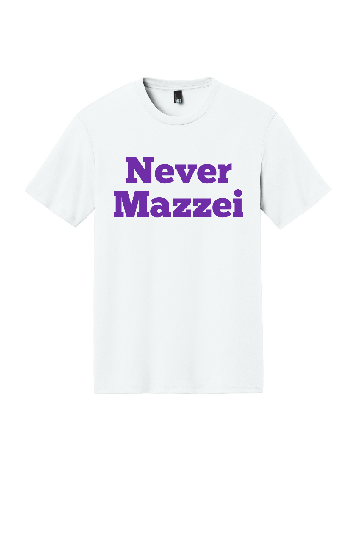 Purple Never Mazzei campaign shirt